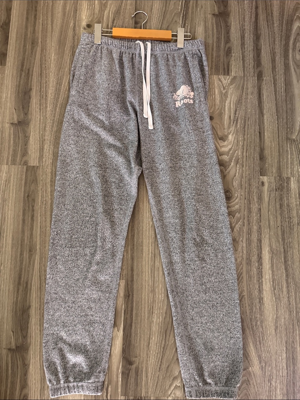 Roots Heather Grey Joggers with White Drawstring